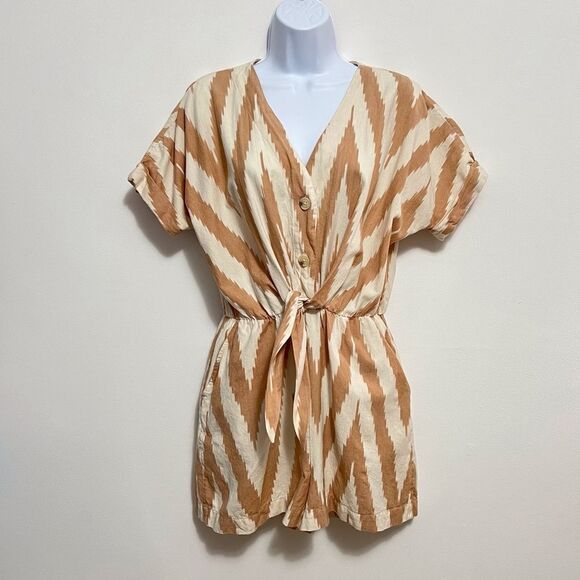 Lou and Grey for LOFT Ikat Tie Front Romper XS - Picture 1 of 6